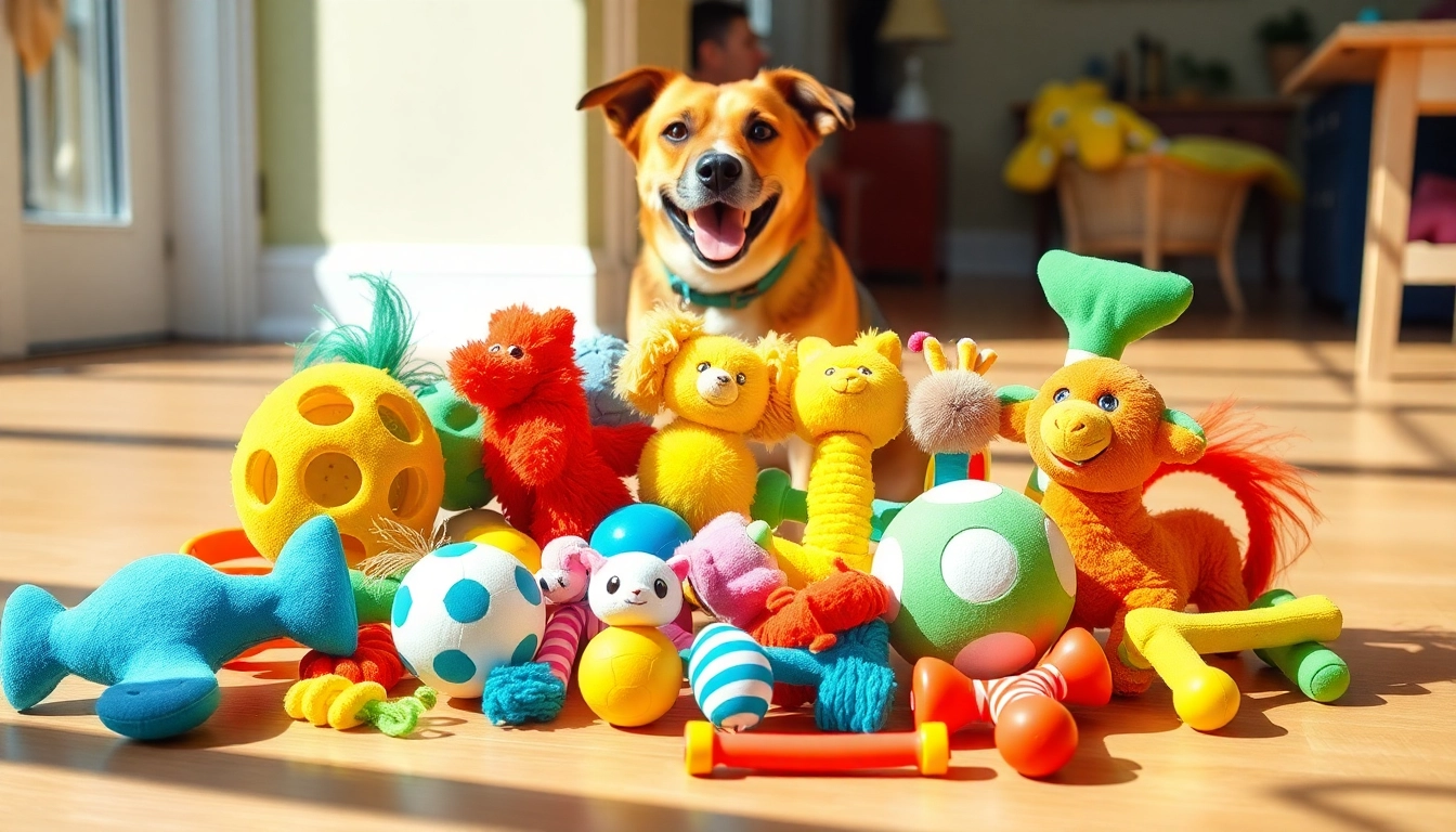 Vibrant pet toys scattered on the floor, perfect for engaging playtime with pets.