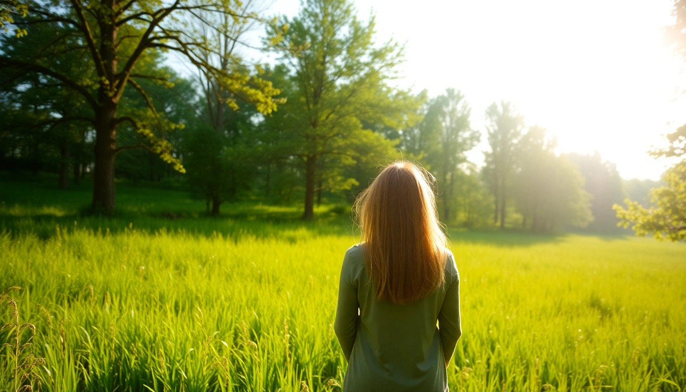 Person reflecting in nature to uncover your natural aptitude and talents surrounded by greenery.