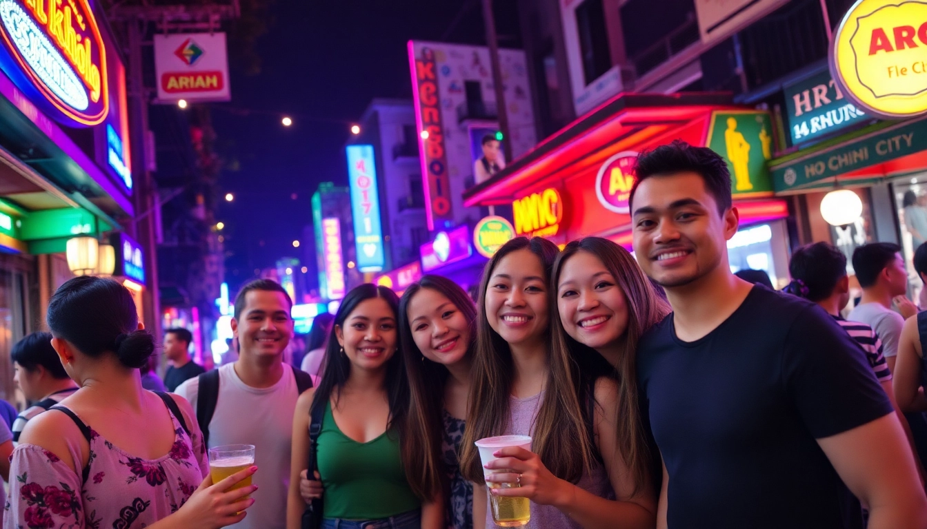 Experience vibrant nightlife through 호치민 황제투어 에코걸 후기 as young adults enjoy Ho Chi Minh City’s lively attractions.