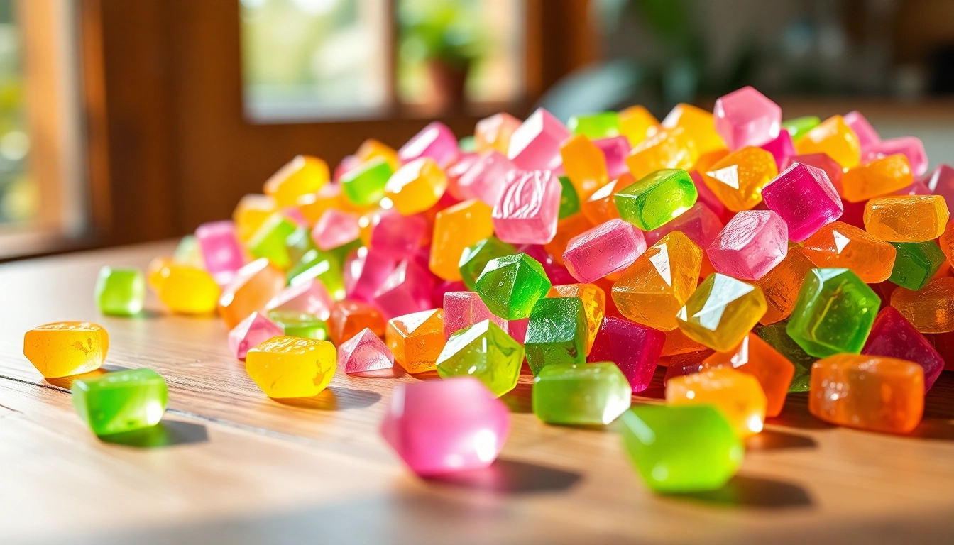 Gemini Crystal Candy showcases beautifully handcrafted crystal candies in vibrant colors and unique shapes.