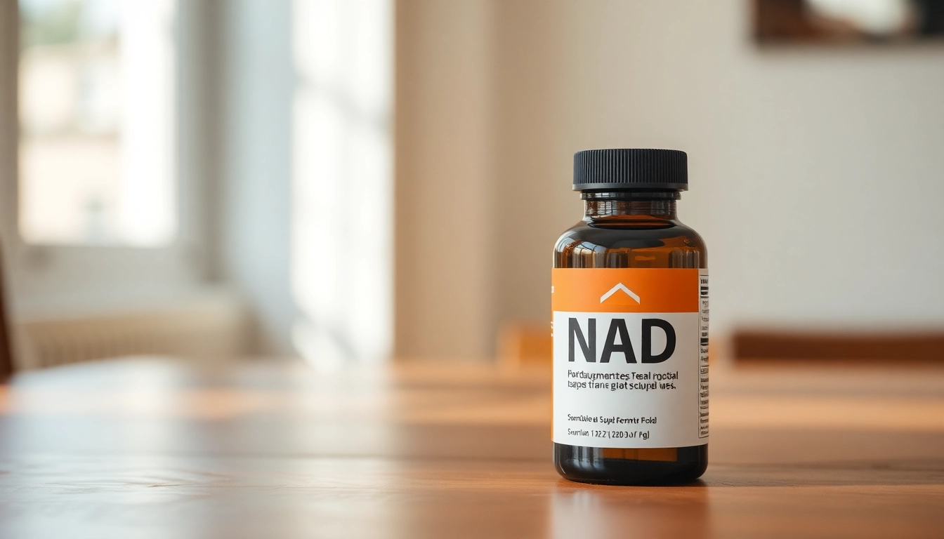 Explore the benefits of a high-quality NAD supplement bottle surrounded by natural elements.