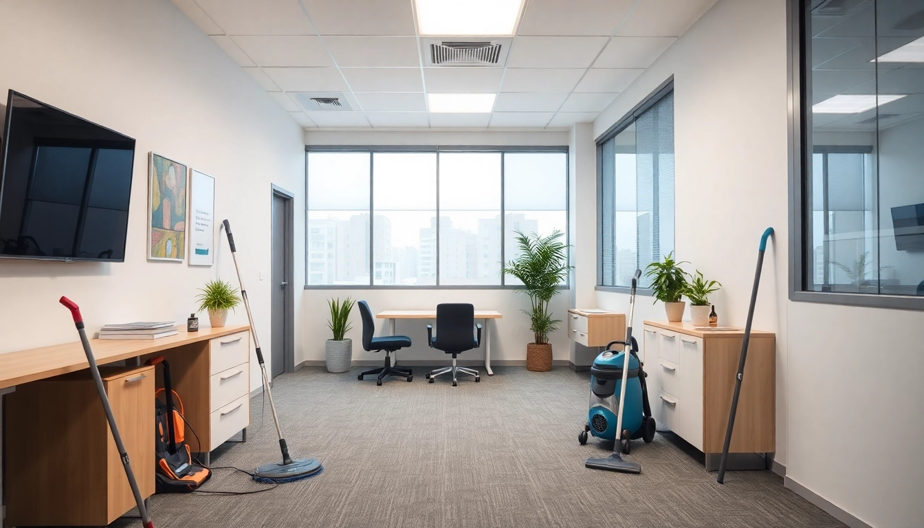 Efficient team providing Jacksonville commercial cleaning services in a bright, tidy office environment.