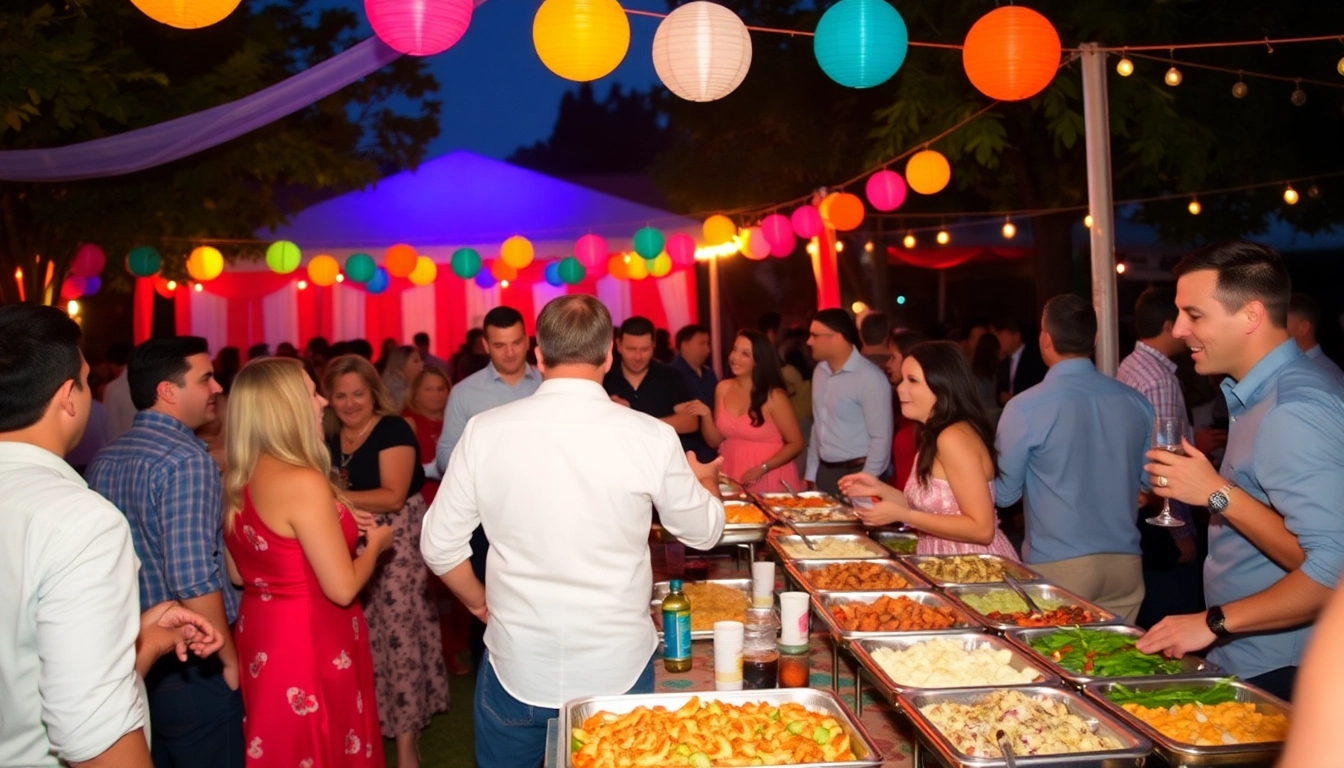 Enjoying exquisite Partyservice Berlin catering with a beautifully arranged outdoor event featuring vibrant decorations.