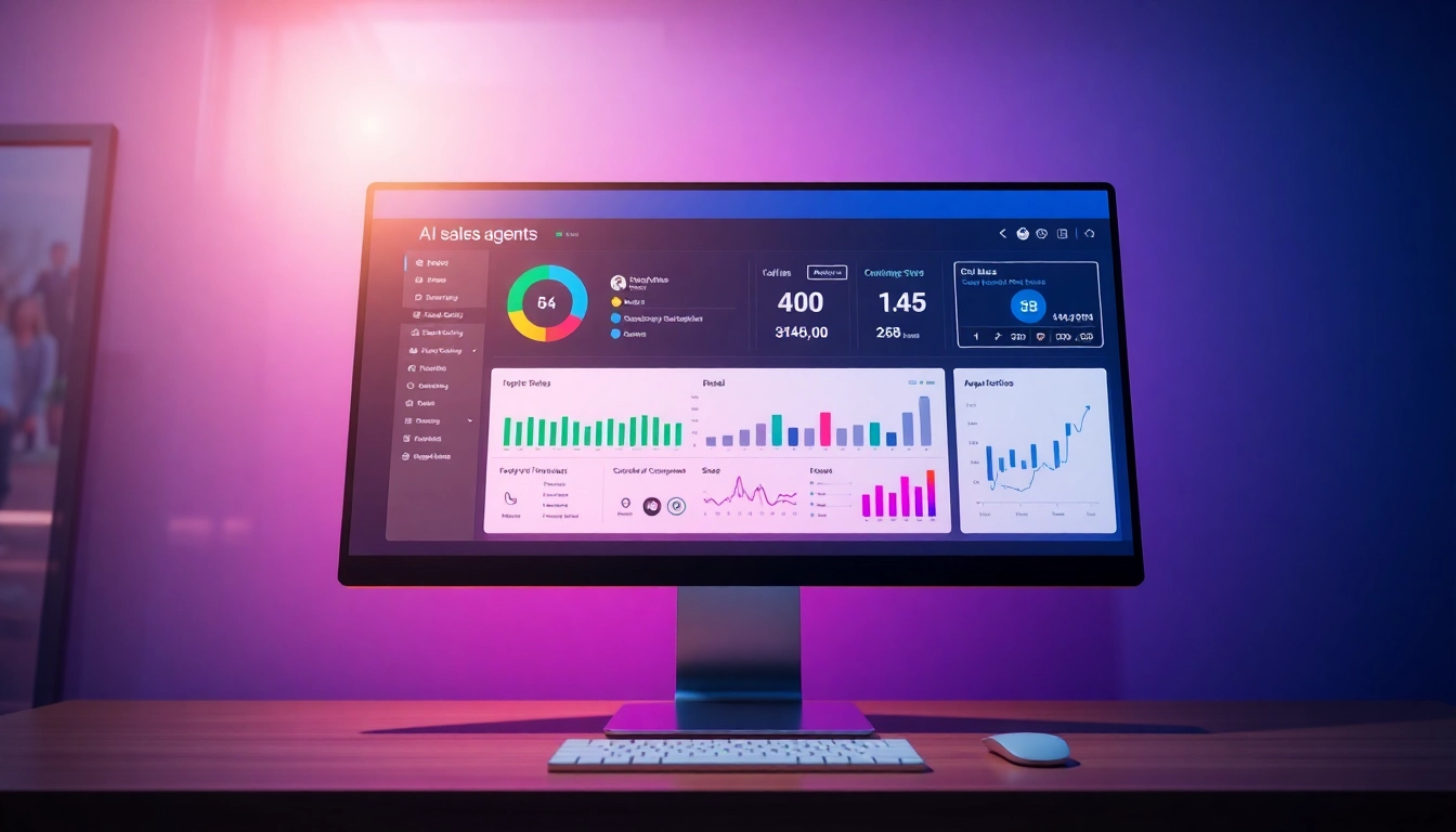 Interactive AI sales agents solution showcasing a dynamic dashboard for improved sales efficiency.