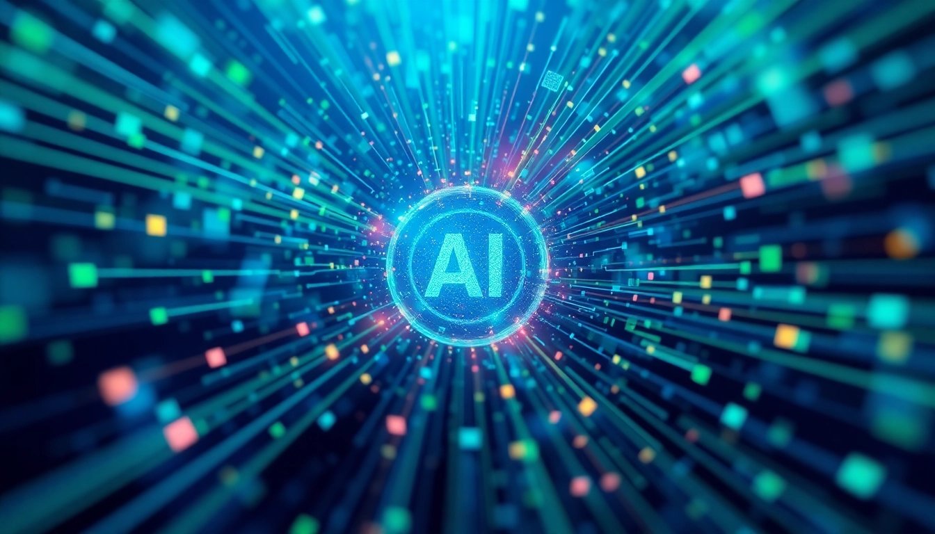Illustration of an AI search engine analyzing data streams to deliver accurate search results.