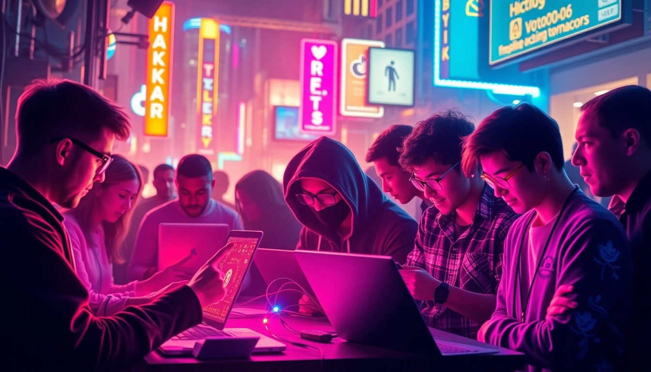 Engage with free hackers in a vibrant community, showcasing collaboration and creativity in ethical hacking.